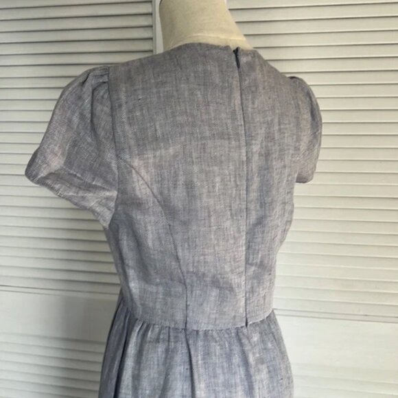 Reformation Blue Linen Puff Sleeve Maxi Dress - Picture 7 of 9